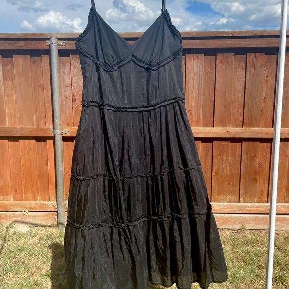 Goth Fairy Emo Vintage Black Midi Dress - Picture 6 of 6